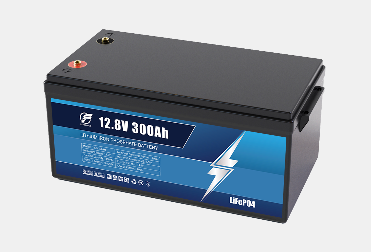 Safecloud 12V 300Ah LiFePO4 Lithium Battery for RV 2 - Custom Lithium Battery manufacturer since 2007 Safecloud 12V 300Ah LiFePO4 Lithium Battery for RV - Image 2