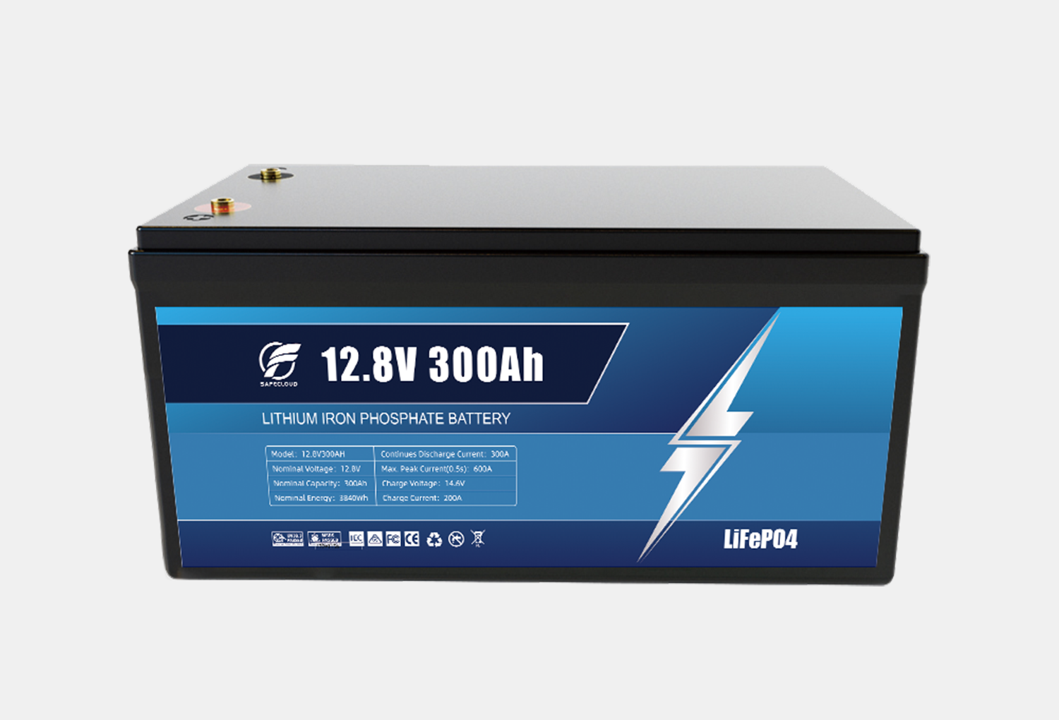 Safecloud 12V 300Ah LiFePO4 Lithium Battery for RV 1 - Custom Lithium Battery manufacturer since 2007 Safecloud 12V 300Ah LiFePO4 Lithium Battery for RV