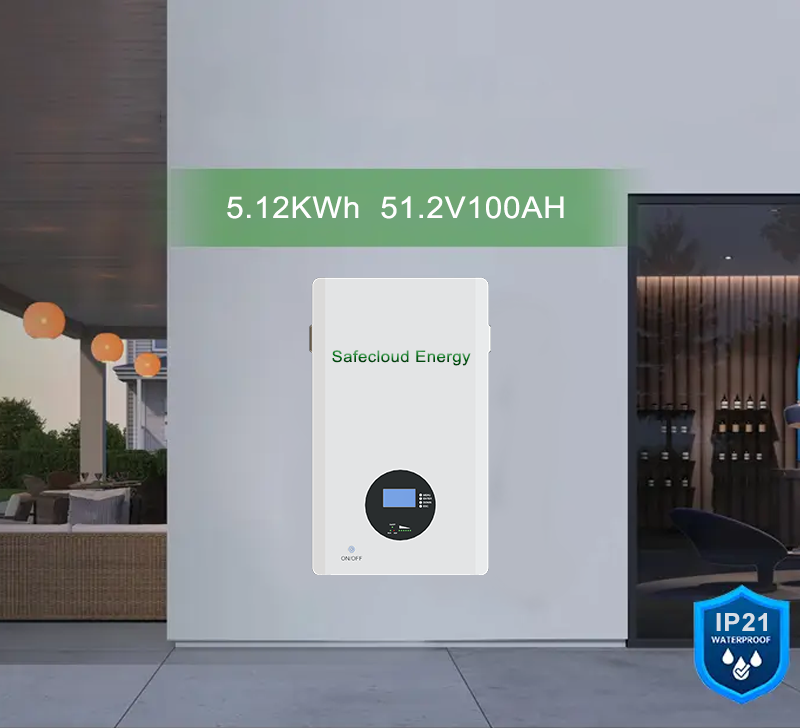 wall mouted battery - Safecloud 51.2V 100Ah Wall-Mounted LiFePO4 Lithium Deep Cycle Battery